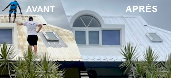 Rénova'tech 974 : votre artisan couvreur dans l'île de la réunion 974 : Réparation, entretien toiture en tôle, couverture, pose de gouttières, Nettoyage, démoussage toit tôle, traitement de la rouille, étanchéité, resserrage de boulons et peinture hydrofuge toiture, ravalement peinture façade, nettoyage des extérieurs.